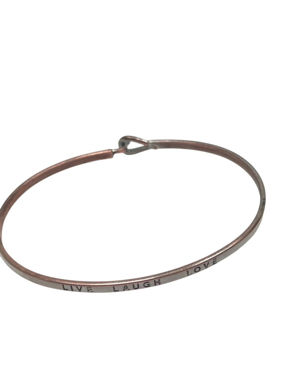 Live Laugh Love Metal Bangle Bracelet With Hook Closure 2.5" Diameter A279